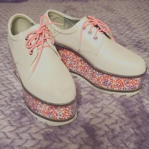 YRU Dolls Kill white pink Qloud clear platforms